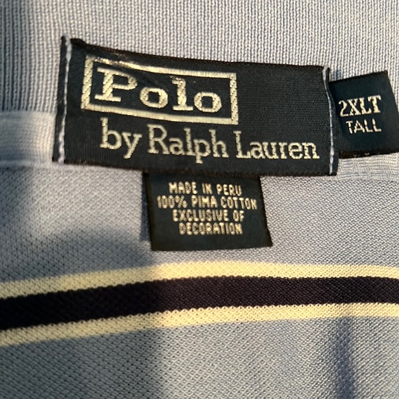 Polo by Ralph Lauren 2XLT light blue, navy and white stripe pique polo - Picture 3 of 6